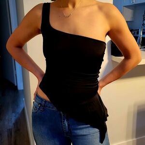 VTG 90s Versace Jeans Couture Off The Shoulder Top Black S Festival Edgy Sexy